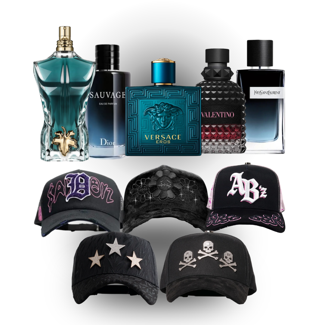Pack 5 perfumes y 5 gorras (modelos de lo más vendido)