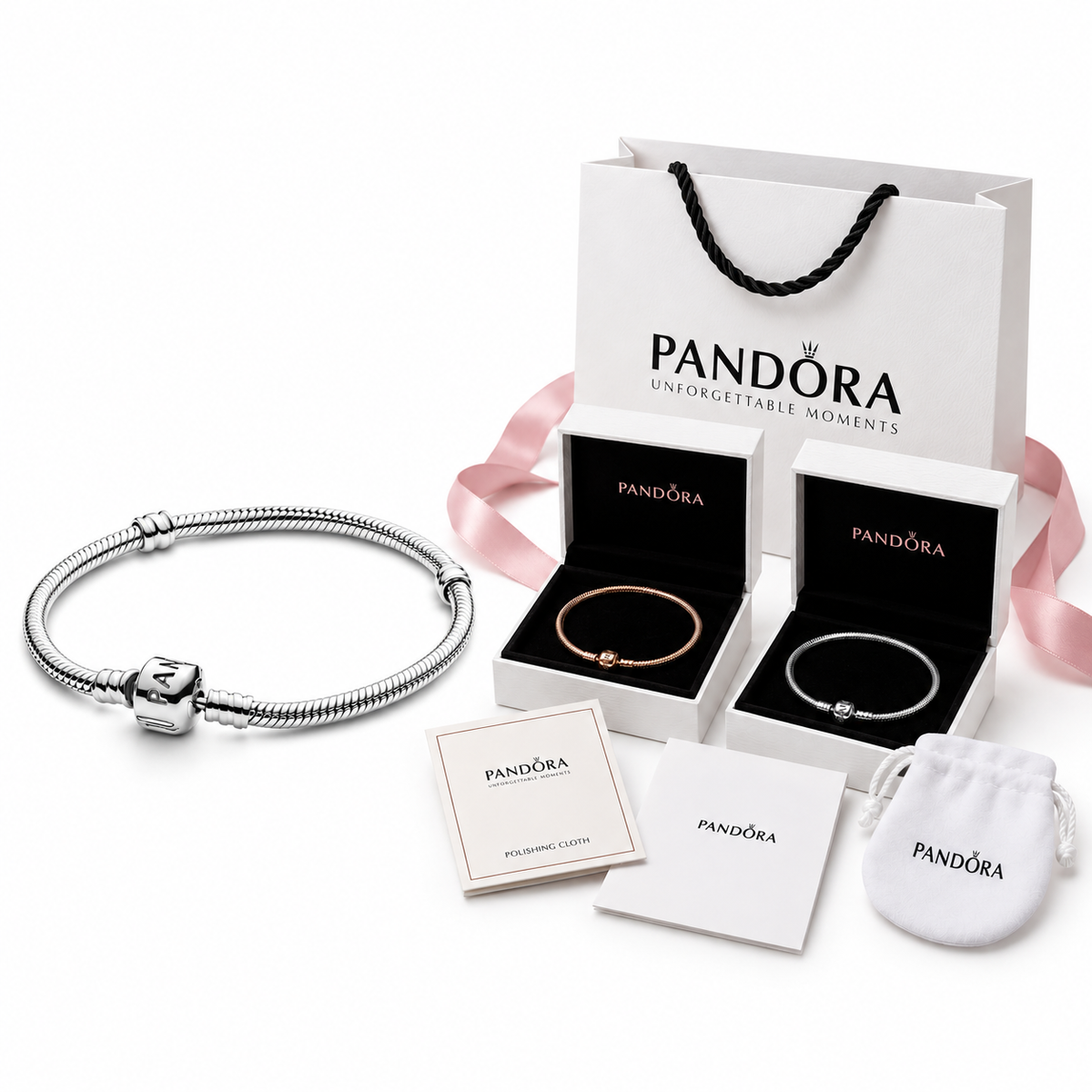 Pandora Pulsera cilíndrica color plata (fullset)